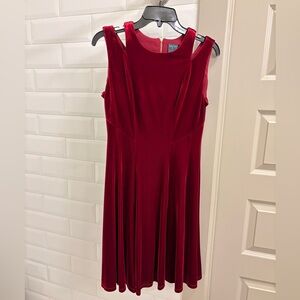 Red Crushed Velvet Sleeveless Dress